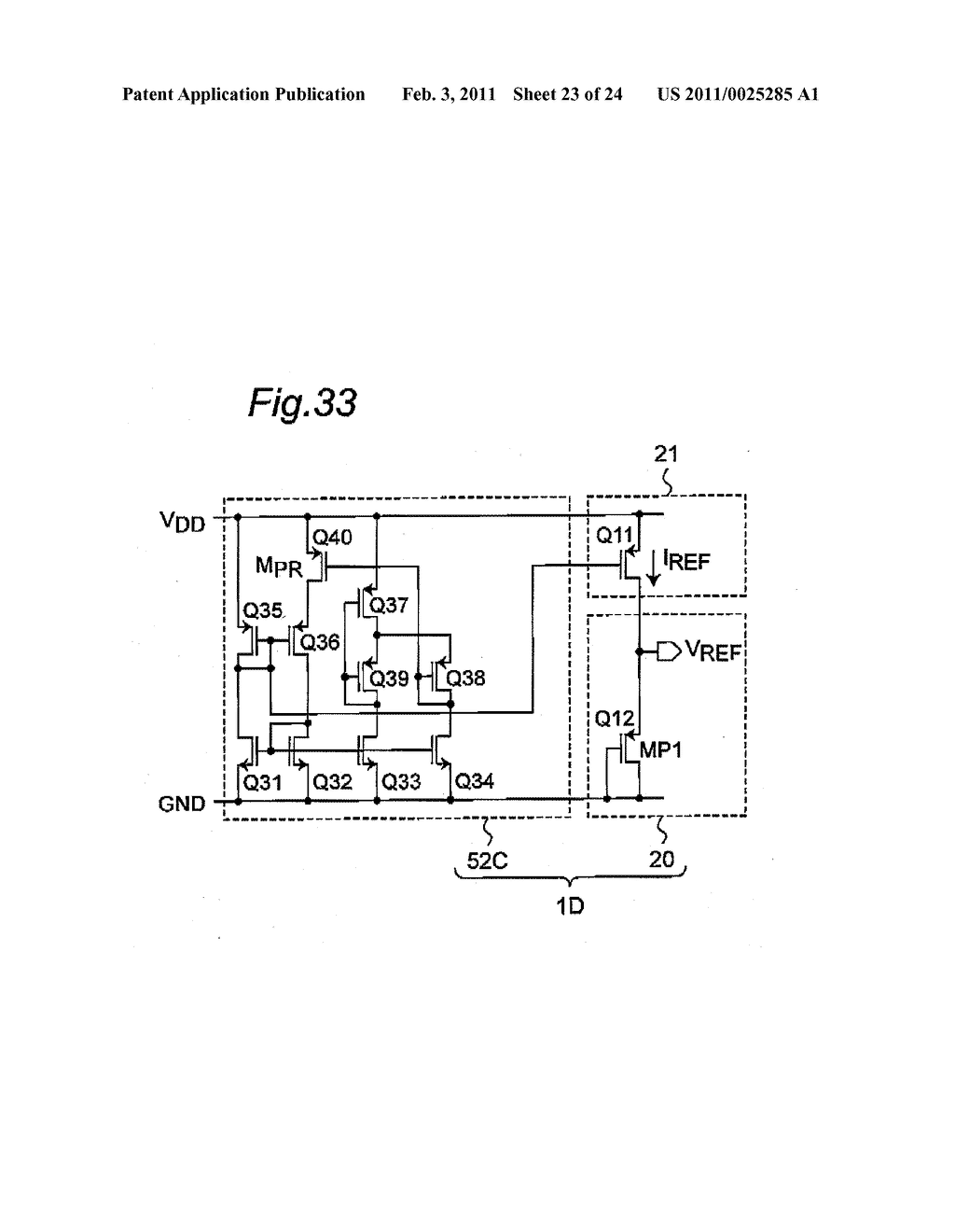 POWER SUPPLY VOLTAGE CONTROLLING CIRCUIT FOR USE IN SUBTHRESHOLD DIGITAL CMOS CIRCUIT INCLUDING MINUTE CURRENT GENERATOR AND CONTROLLED OUTPUT VOLTAGE GENERATOR CIRCUIT - diagram, schematic, and image 24