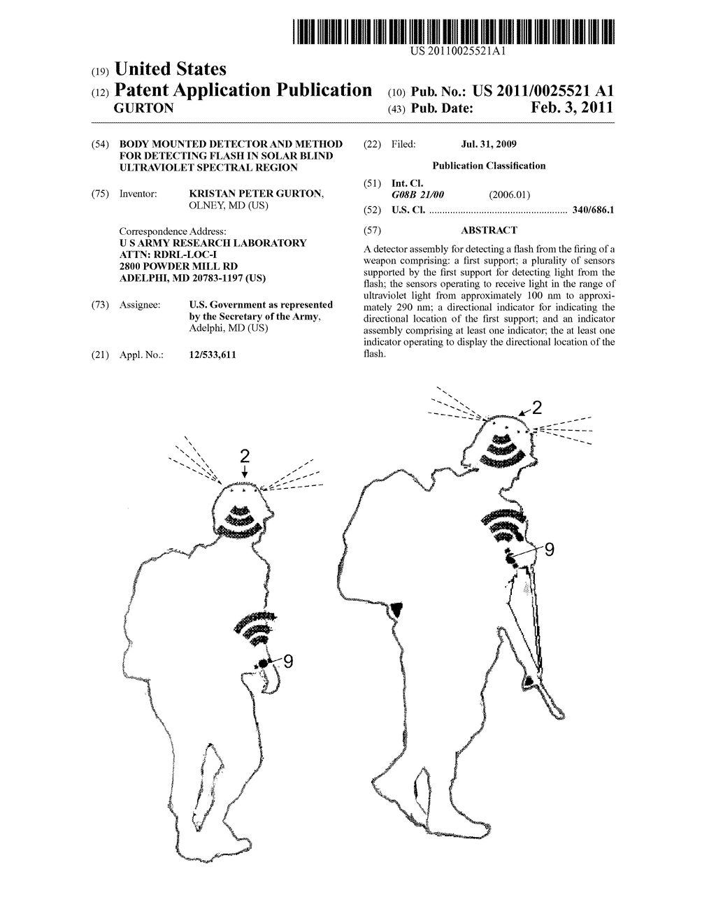 BODY MOUNTED DETECTOR AND METHOD FOR DETECTING FLASH IN SOLAR BLIND ULTRAVIOLET SPECTRAL REGION - diagram, schematic, and image 01