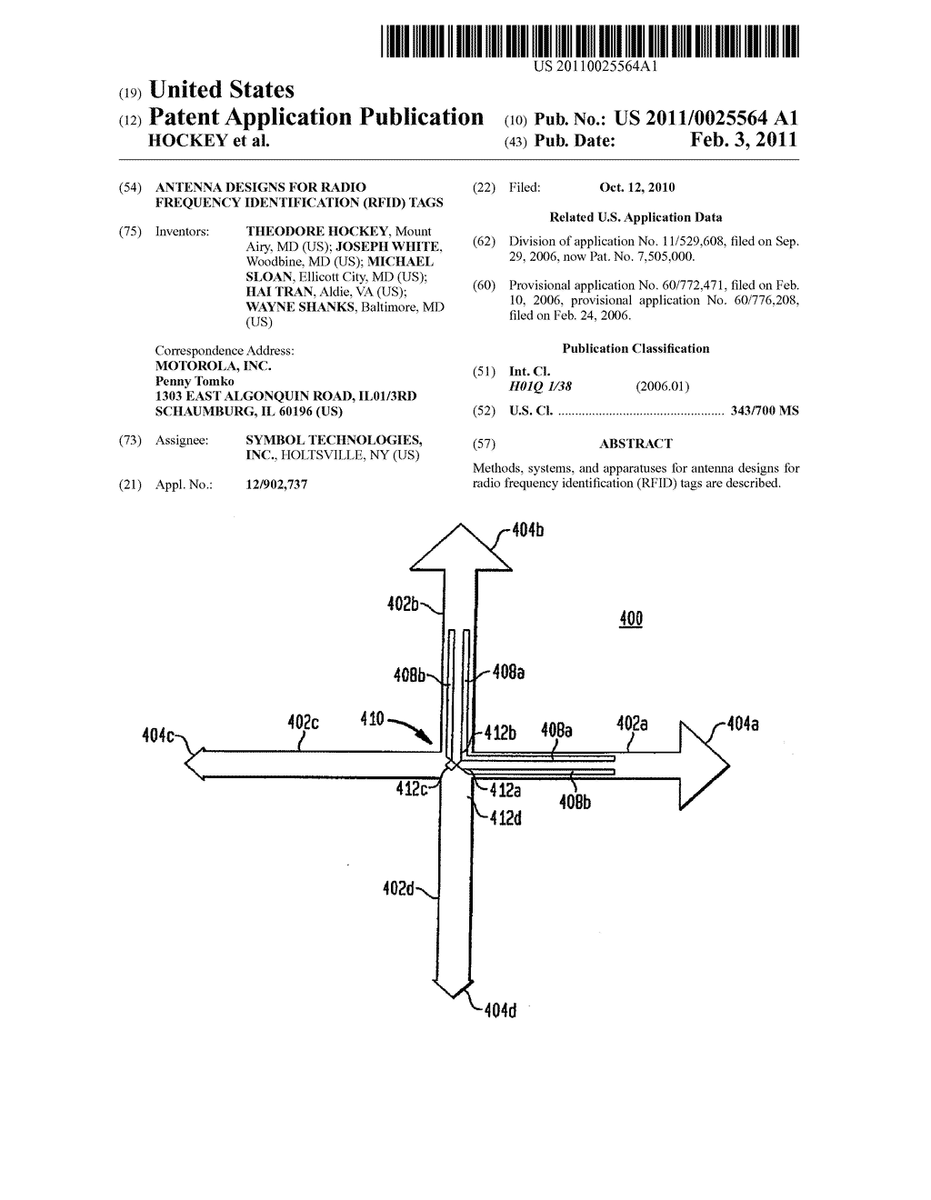 ANTENNA DESIGNS FOR RADIO FREQUENCY IDENTIFICATION (RFID) TAGS - diagram, schematic, and image 01