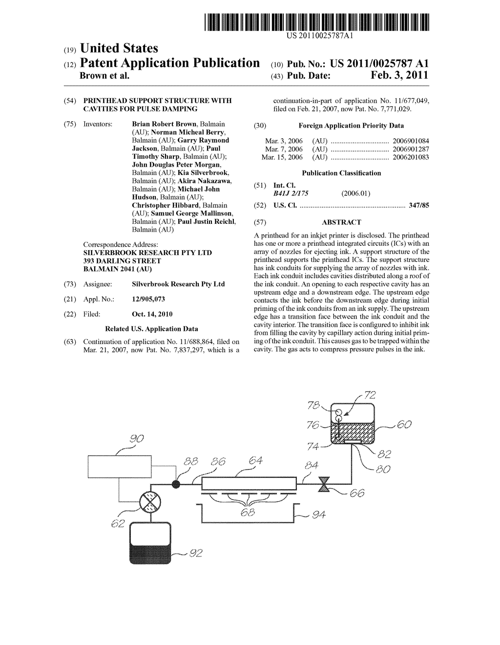 PRINTHEAD SUPPORT STRUCTURE WITH CAVITIES FOR PULSE DAMPING - diagram, schematic, and image 01