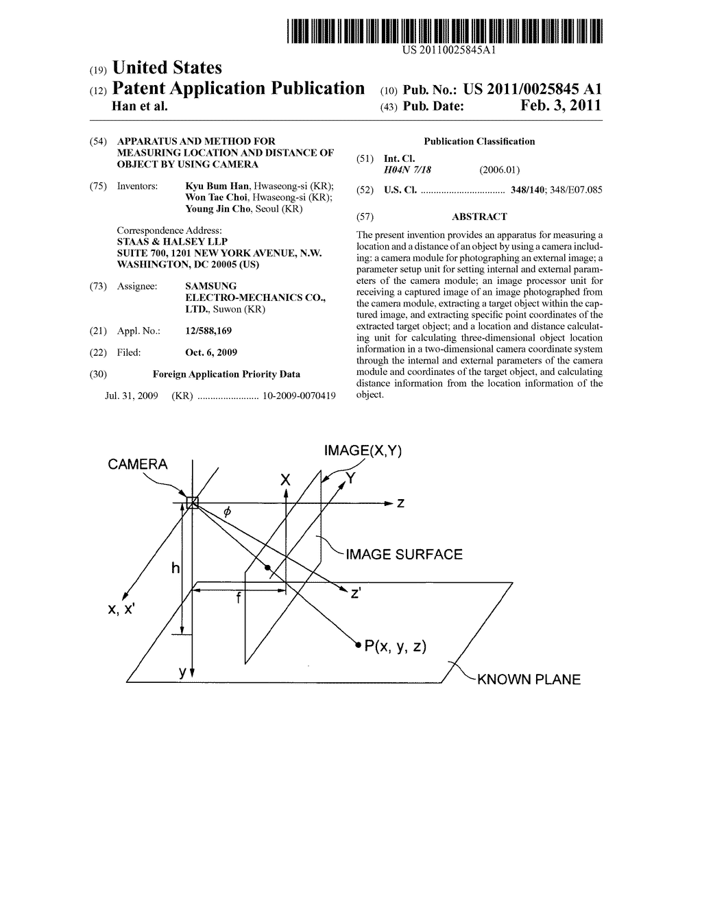 Apparatus and method for measuring location and distance of object by using camera - diagram, schematic, and image 01