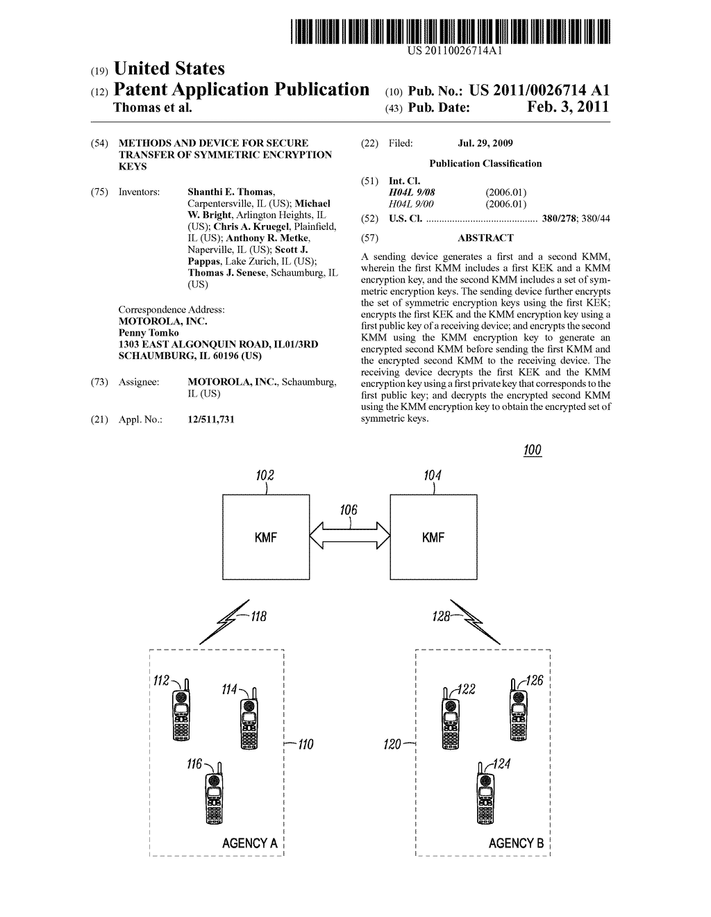 METHODS AND DEVICE FOR SECURE TRANSFER OF SYMMETRIC ENCRYPTION KEYS - diagram, schematic, and image 01