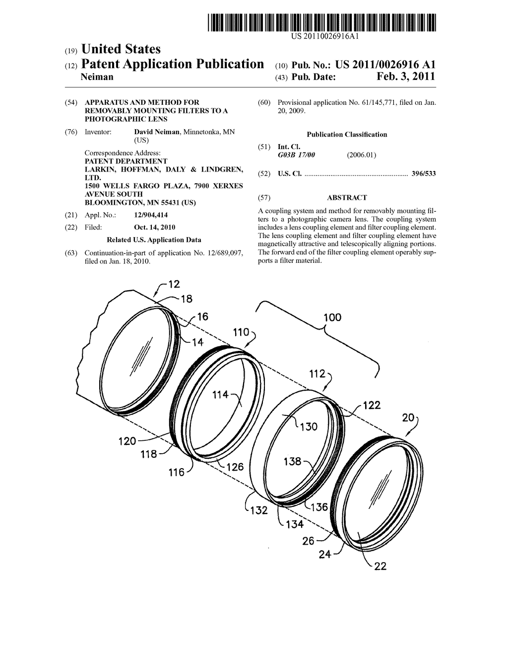 APPARATUS AND METHOD FOR REMOVABLY MOUNTING FILTERS TO A PHOTOGRAPHIC LENS - diagram, schematic, and image 01