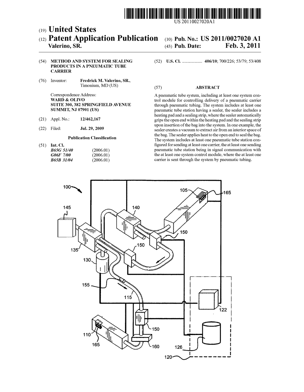 Method and system for sealing products in a pneumatic tube carrier - diagram, schematic, and image 01