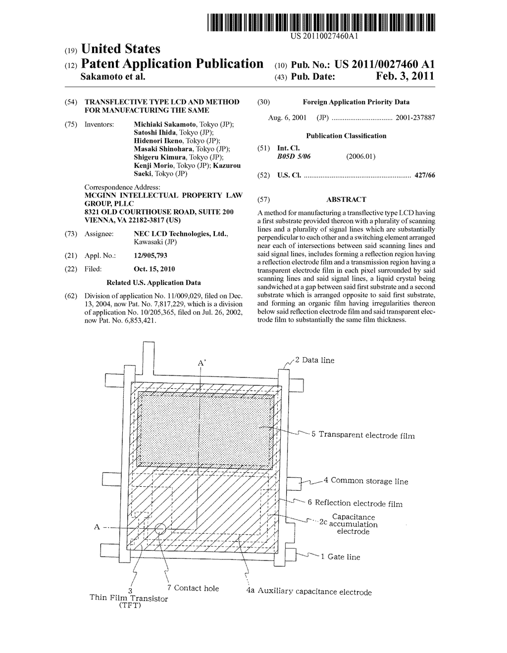 TRANSFLECTIVE TYPE LCD AND METHOD FOR MANUFACTURING THE SAME - diagram, schematic, and image 01