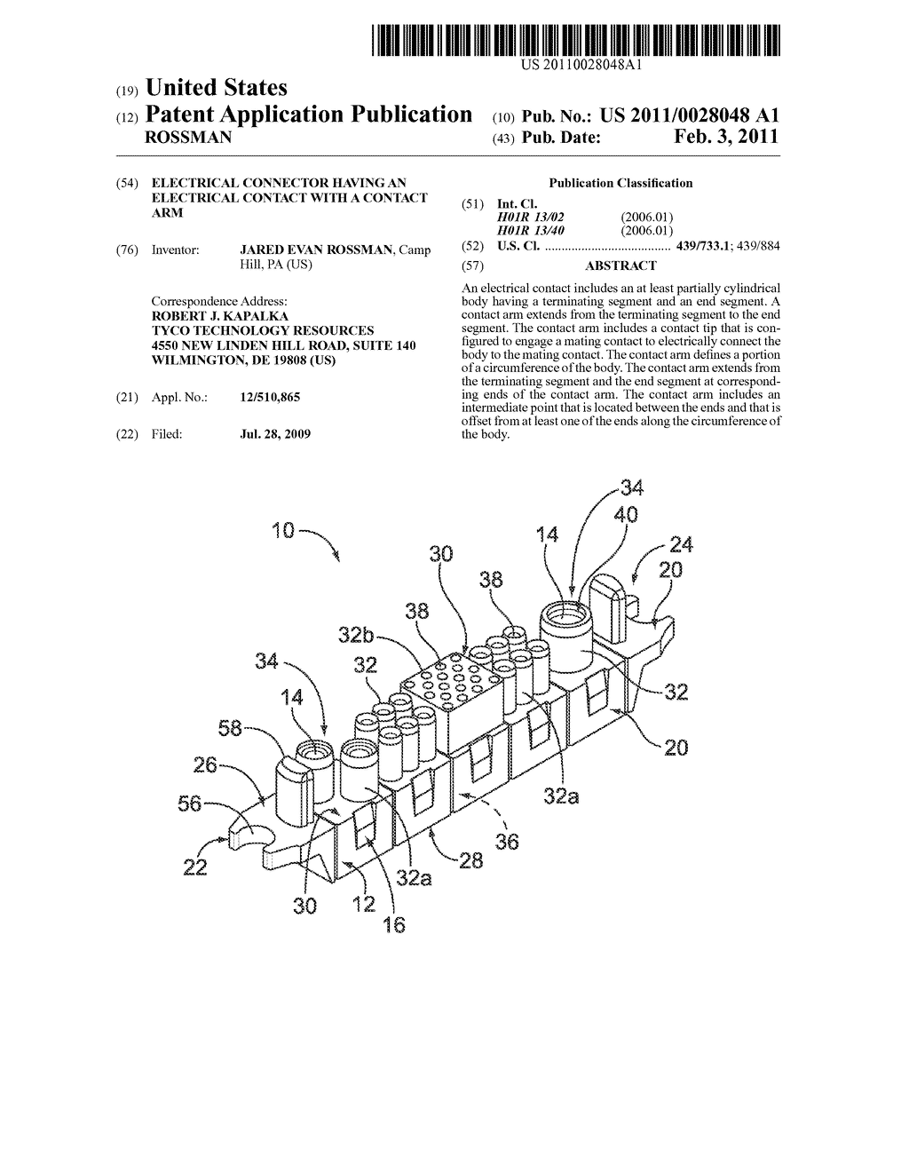 ELECTRICAL CONNECTOR HAVING AN ELECTRICAL CONTACT WITH A CONTACT ARM - diagram, schematic, and image 01