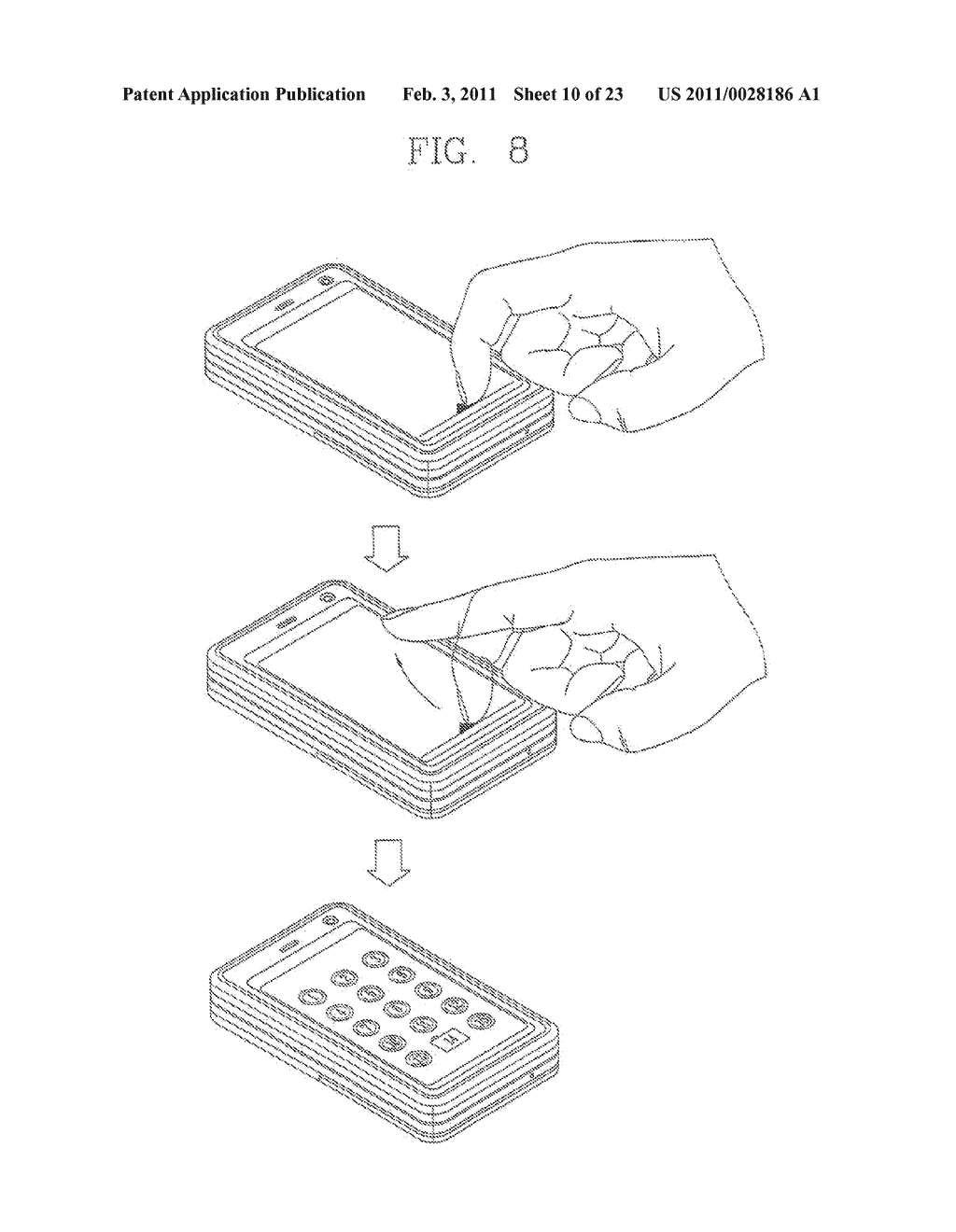 BOUNCING ANIMATION OF A LOCK MODE SCREEN IN A MOBILE COMMUNICATION TERMINAL - diagram, schematic, and image 11