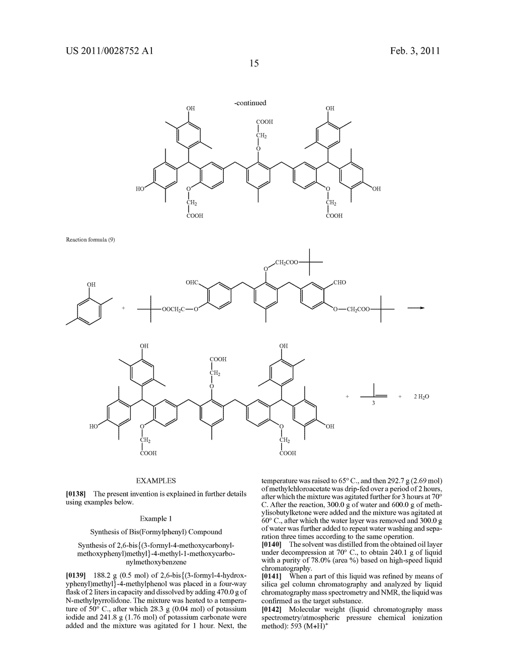 NOVEL BIS(FORMYLPHENYL) COMPOUND AND NOVEL POLYNUCLEAR POLYPHENOL COMPOUND DERIVED FROM THE SAME - diagram, schematic, and image 16