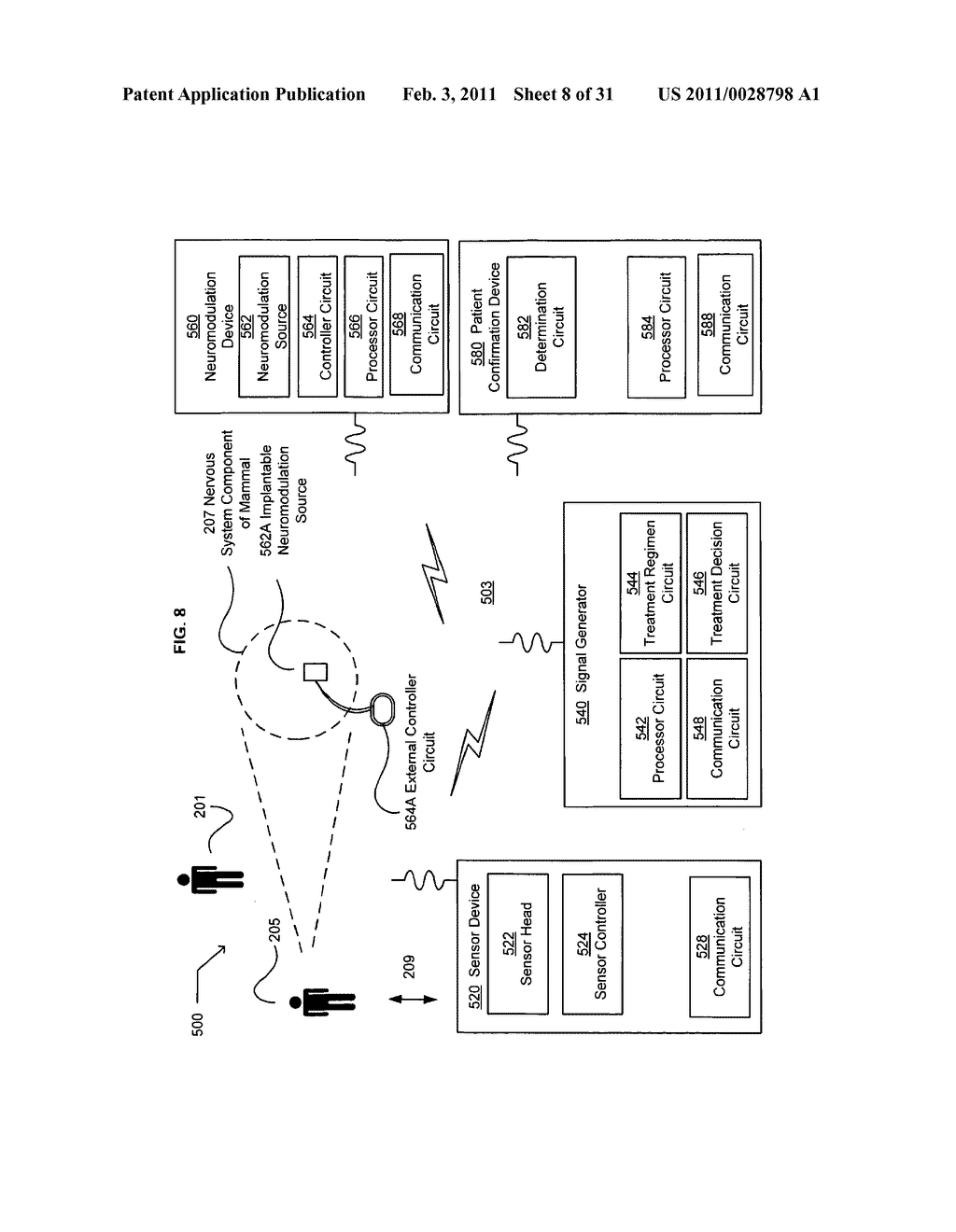 Electronically initiating an administration of a neuromodulation treatment regimen chosen in response to contactlessly acquired information - diagram, schematic, and image 09
