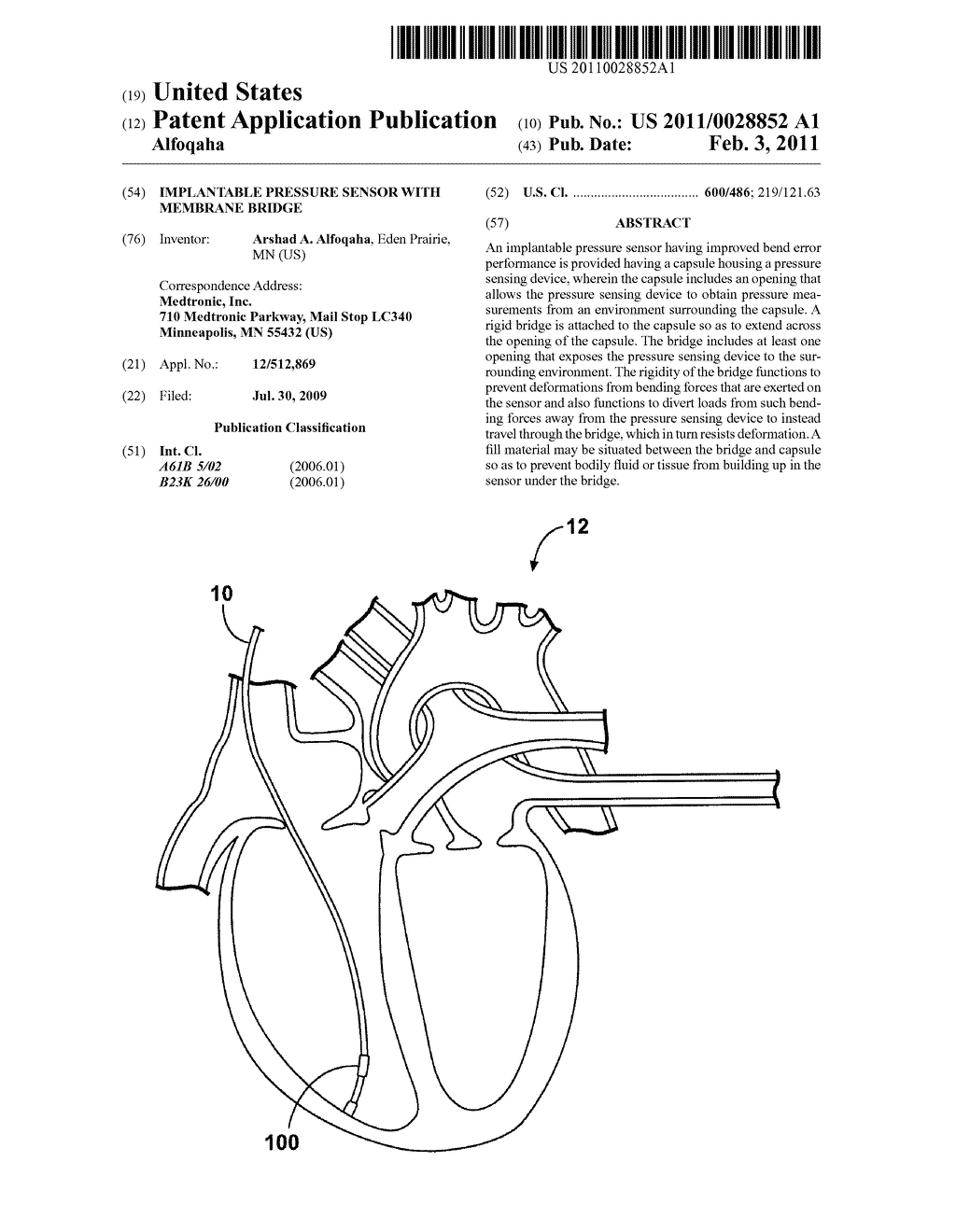 Implantable Pressure Sensor with Membrane Bridge - diagram, schematic, and image 01