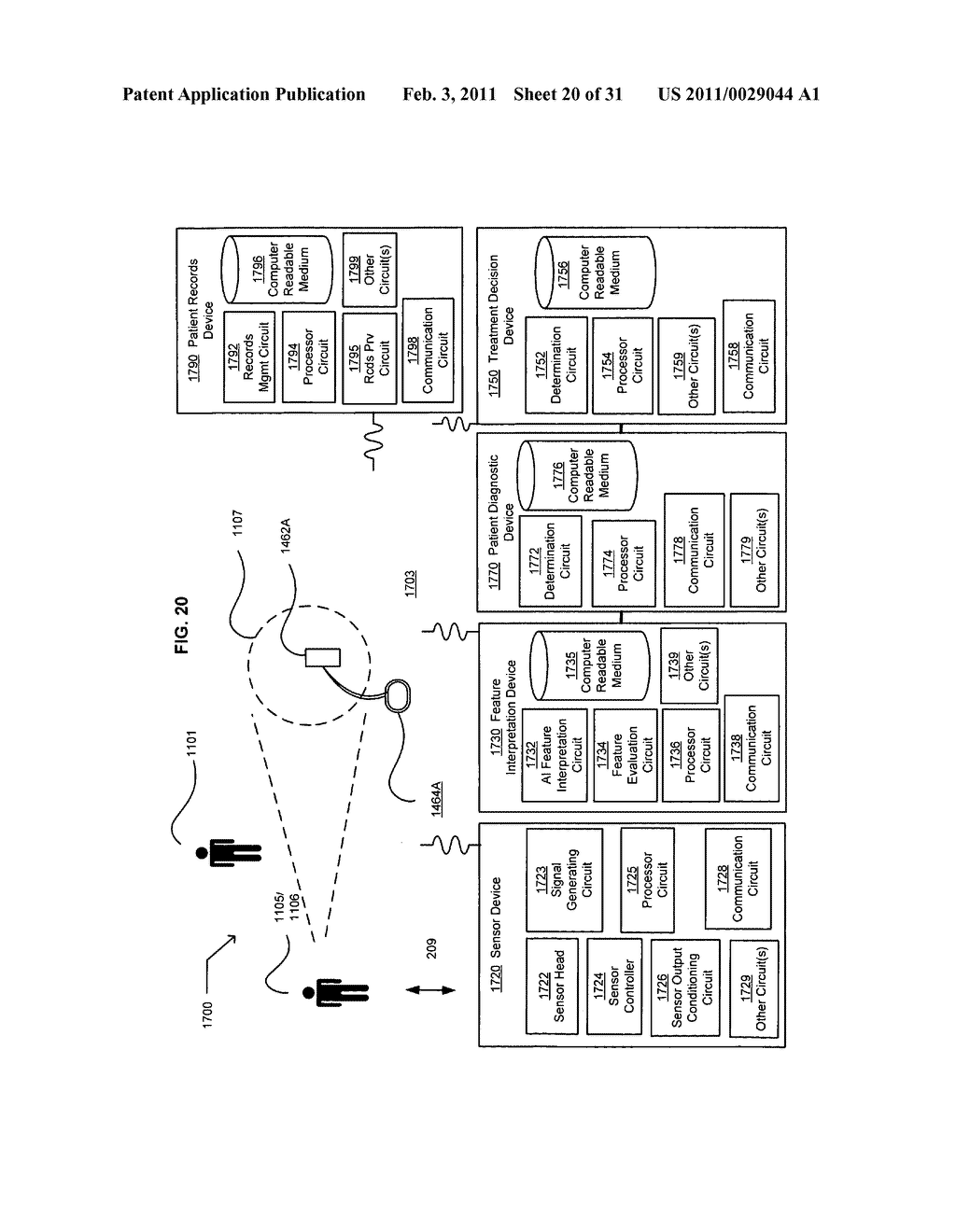 Stimulating a nervous system component of a mammal in response to contactlessly acquired information - diagram, schematic, and image 21