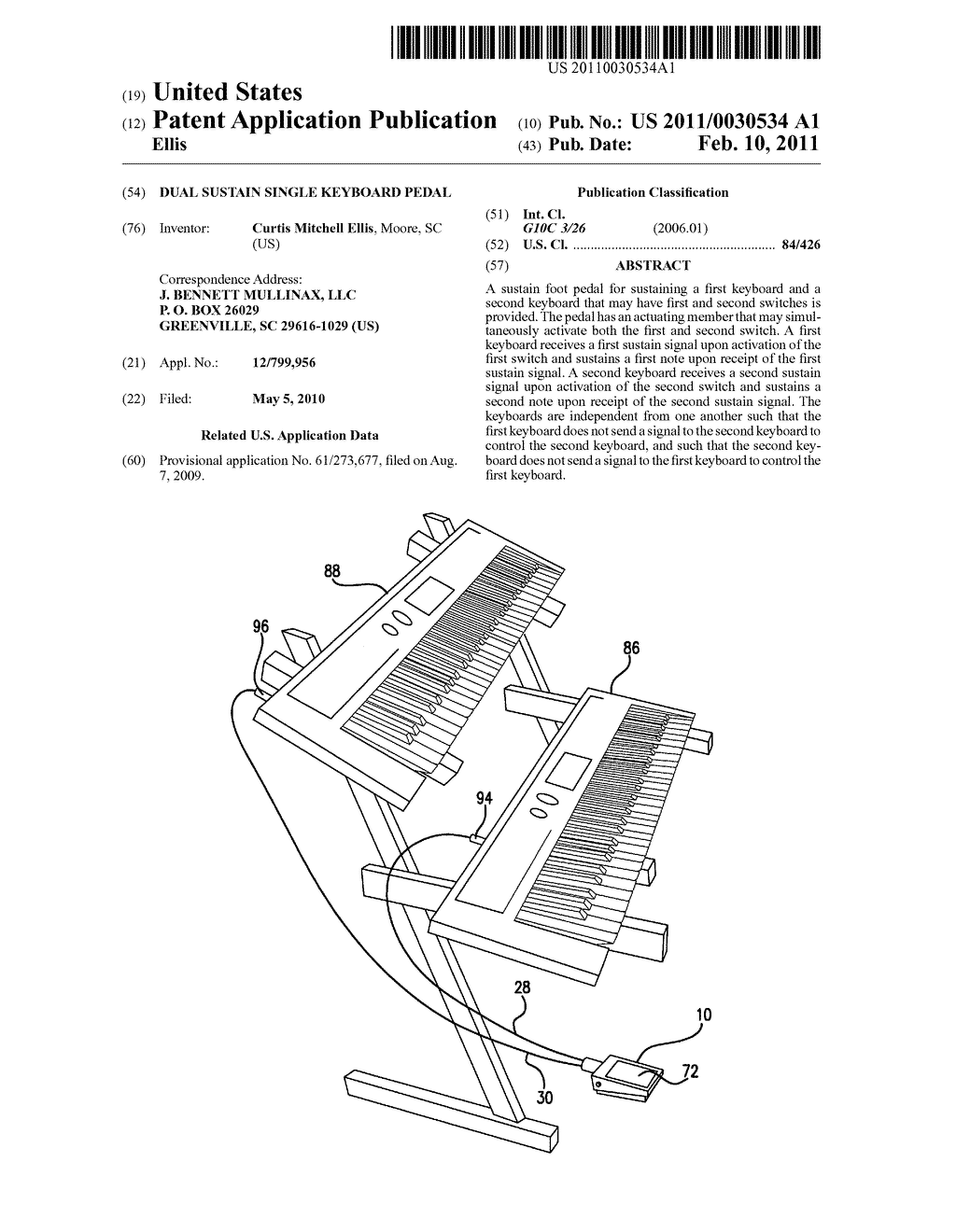 Dual sustain single keyboard pedal - diagram, schematic, and image 01