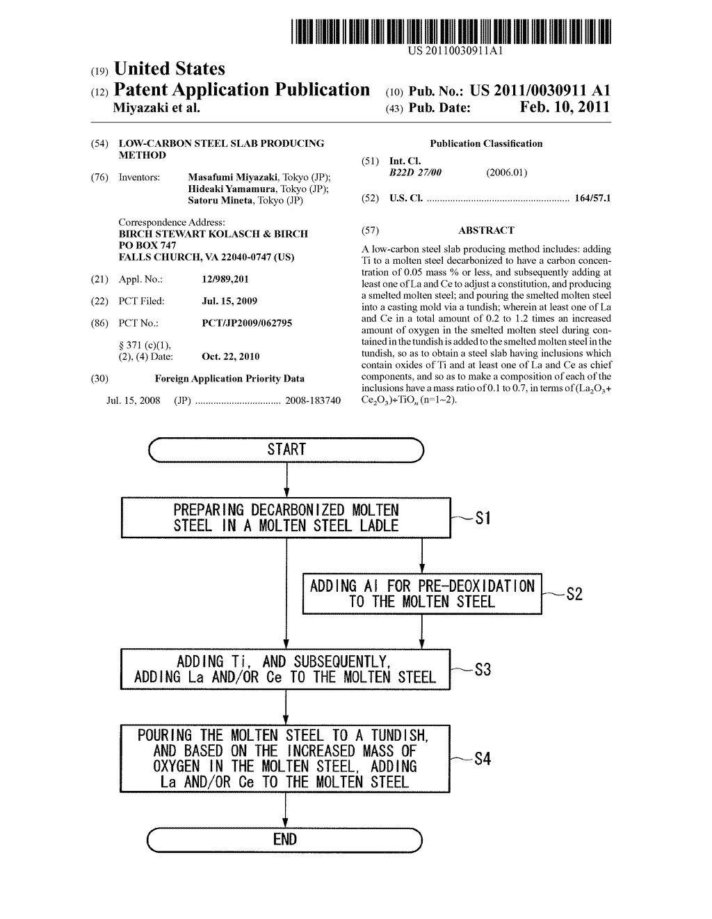 LOW-CARBON STEEL SLAB PRODUCING METHOD - diagram, schematic, and image 01