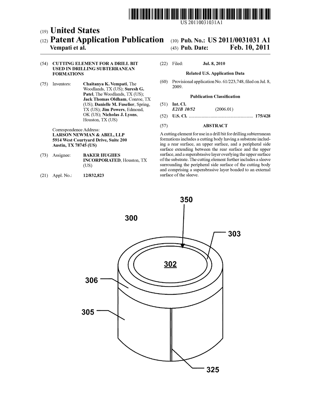 CUTTING ELEMENT FOR A DRILL BIT USED IN DRILLING SUBTERRANEAN FORMATIONS - diagram, schematic, and image 01