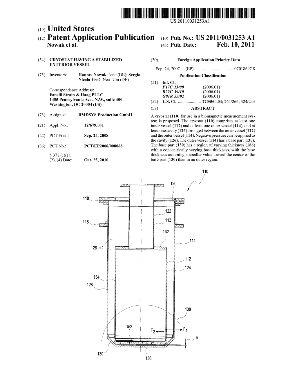 CRYOSTAT HAVING A STABILIZED EXTERIOR VESSEL - diagram, schematic, and image 01