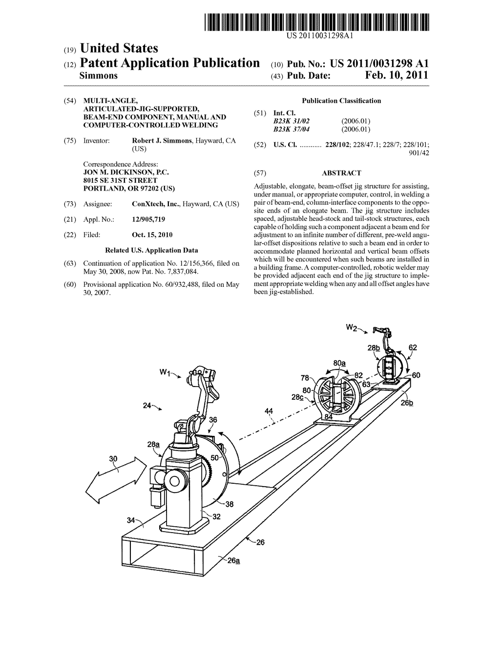 MULTI-ANGLE, ARTICULATED-JIG-SUPPORTED, BEAM-END COMPONENT, MANUAL AND COMPUTER-CONTROLLED WELDING - diagram, schematic, and image 01