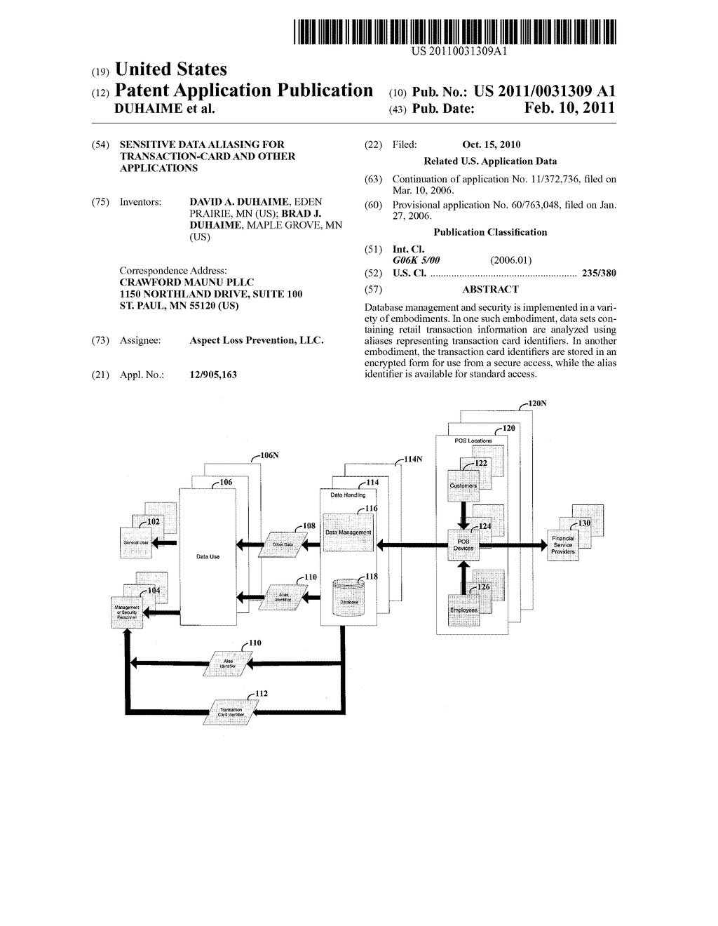 SENSITIVE DATA ALIASING FOR TRANSACTION-CARD AND OTHER APPLICATIONS - diagram, schematic, and image 01