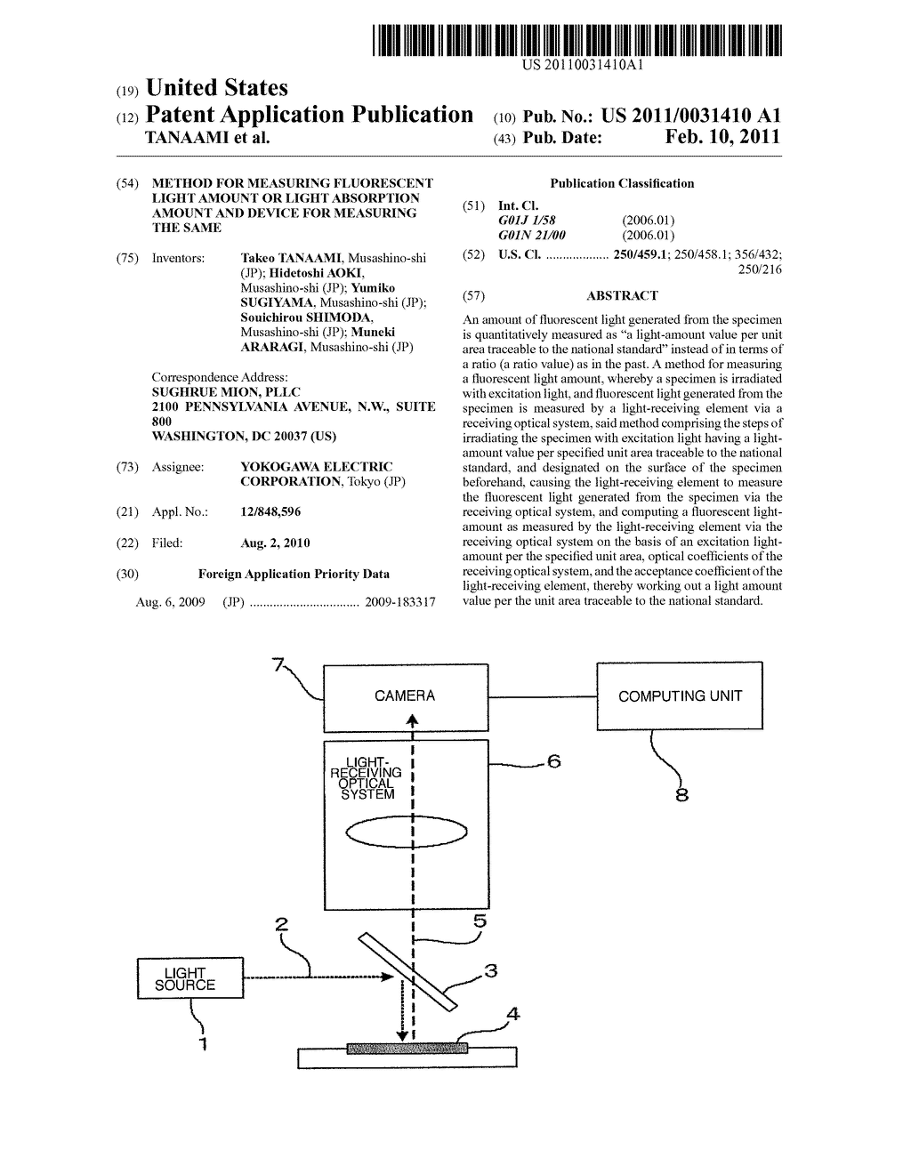 METHOD FOR MEASURING FLUORESCENT LIGHT AMOUNT OR LIGHT ABSORPTION AMOUNT AND DEVICE FOR MEASURING THE SAME - diagram, schematic, and image 01