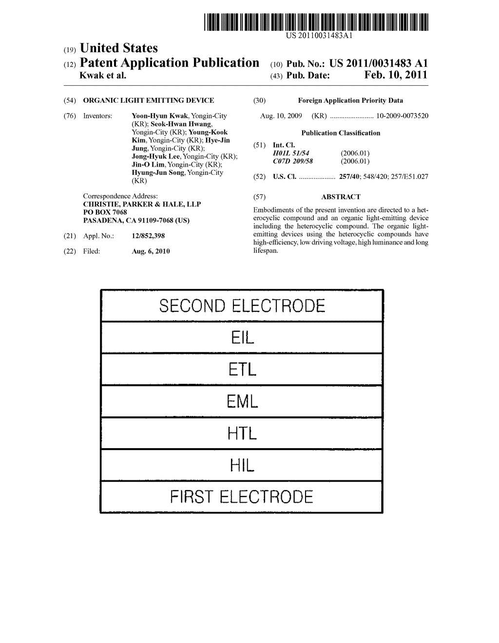 ORGANIC LIGHT EMITTING DEVICE - diagram, schematic, and image 01