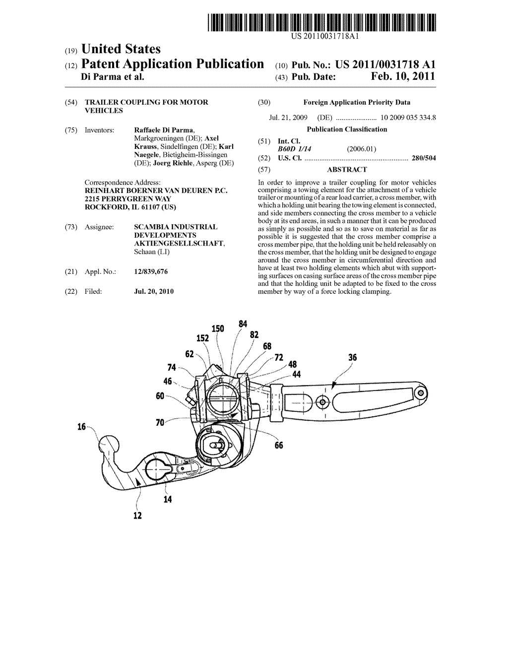 Trailer Coupling for Motor Vehicles - diagram, schematic, and image 01