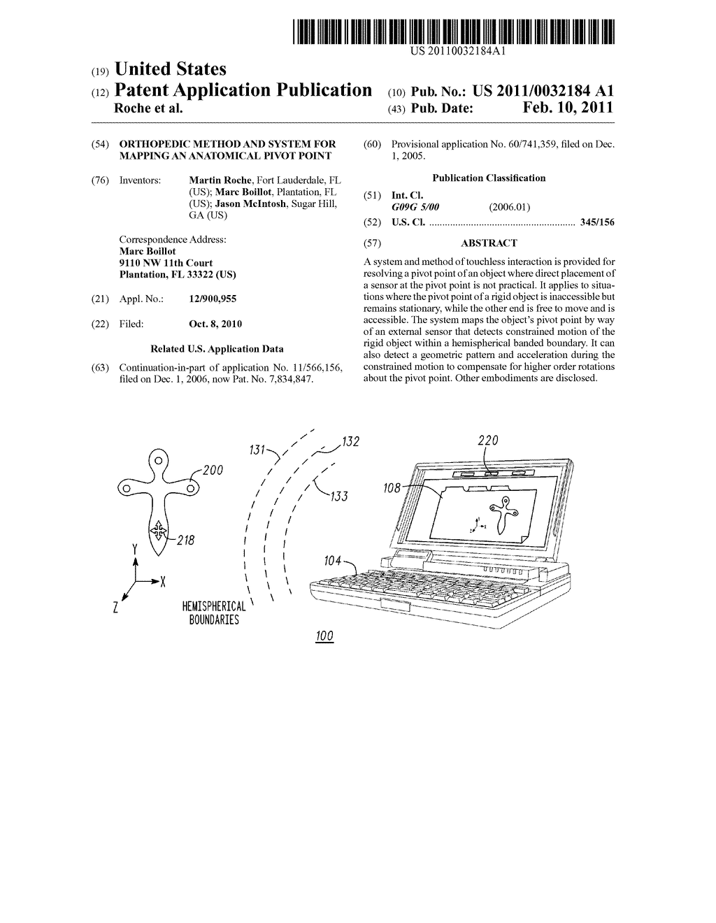 ORTHOPEDIC METHOD AND SYSTEM FOR MAPPING AN ANATOMICAL PIVOT POINT - diagram, schematic, and image 01