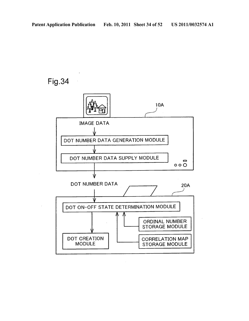 Image output system for outputting image based on information of number of dots to be formed in predetermined area - diagram, schematic, and image 35