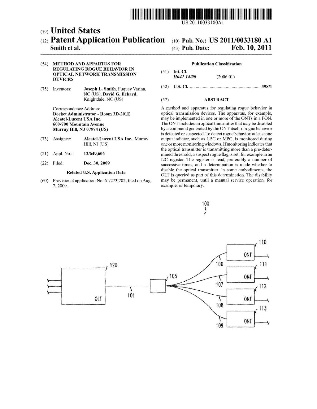 Method and Appartus for Regulating Rogue Behavior in Optical Network Transmission Devices - diagram, schematic, and image 01