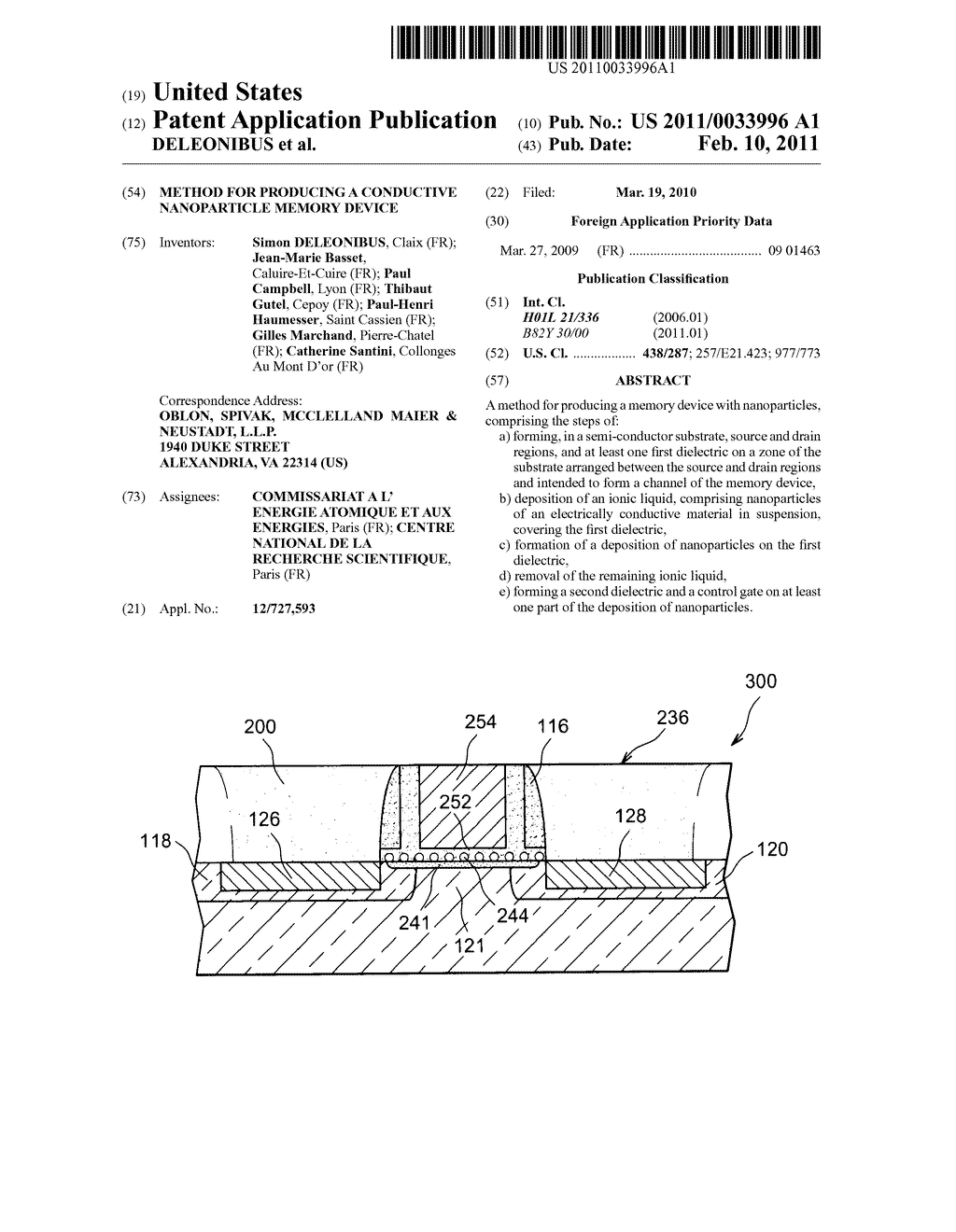 METHOD FOR PRODUCING A CONDUCTIVE NANOPARTICLE MEMORY DEVICE - diagram, schematic, and image 01