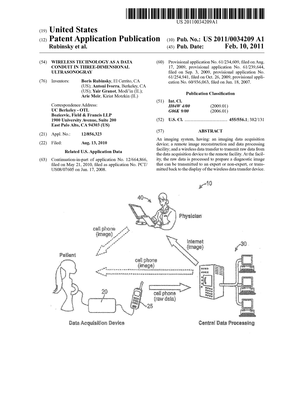 WIRELESS TECHNOLOGY AS A DATA CONDUIT IN THREE-DIMENSIONAL ULTRASONOGRAY - diagram, schematic, and image 01