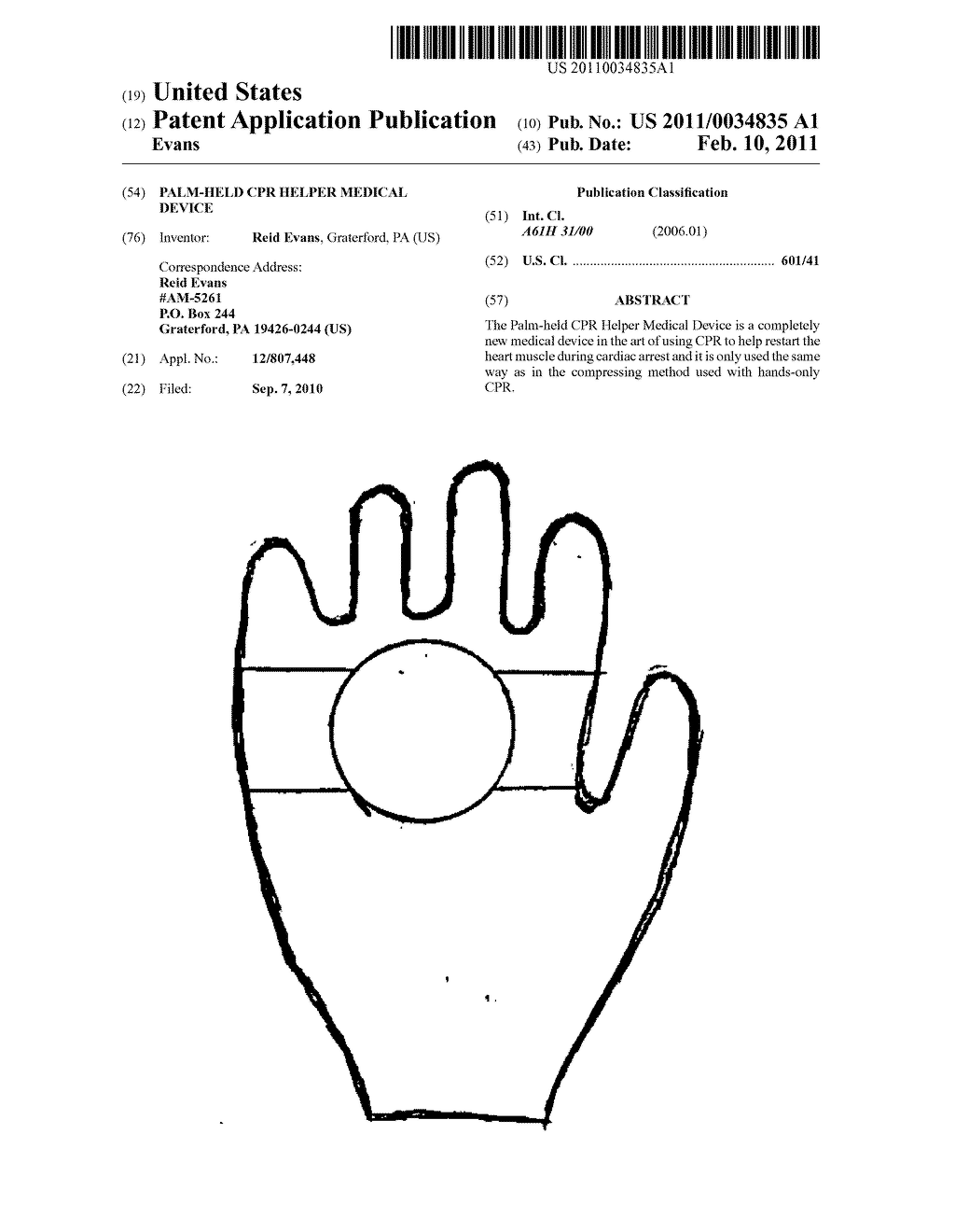 Palm-held CPR helper medical device - diagram, schematic, and image 01