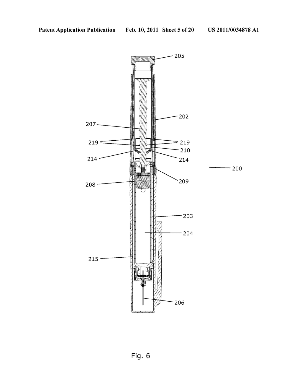 DEVICE FOR INJECTING APPORTIONED DOSES OF LIQUID DRUG - diagram, schematic, and image 06