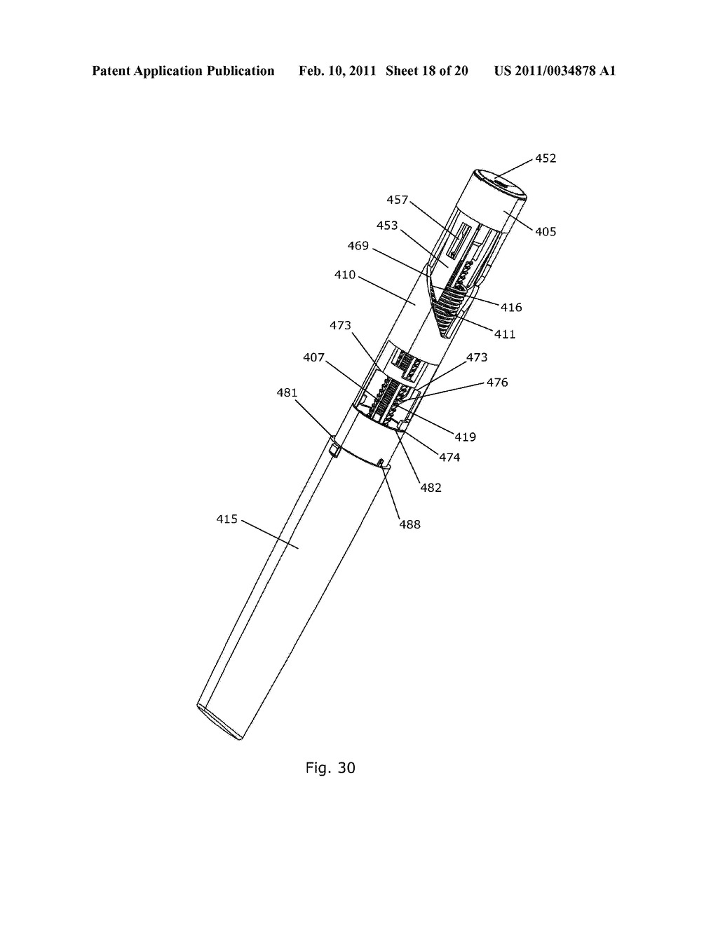 DEVICE FOR INJECTING APPORTIONED DOSES OF LIQUID DRUG - diagram, schematic, and image 19