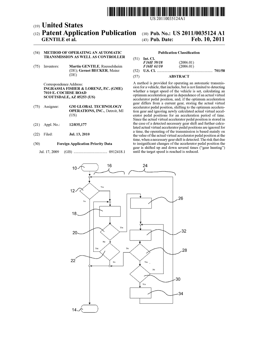 METHOD OF OPERATING AN AUTOMATIC TRANSMISSION AS WELL AS CONTROLLER - diagram, schematic, and image 01