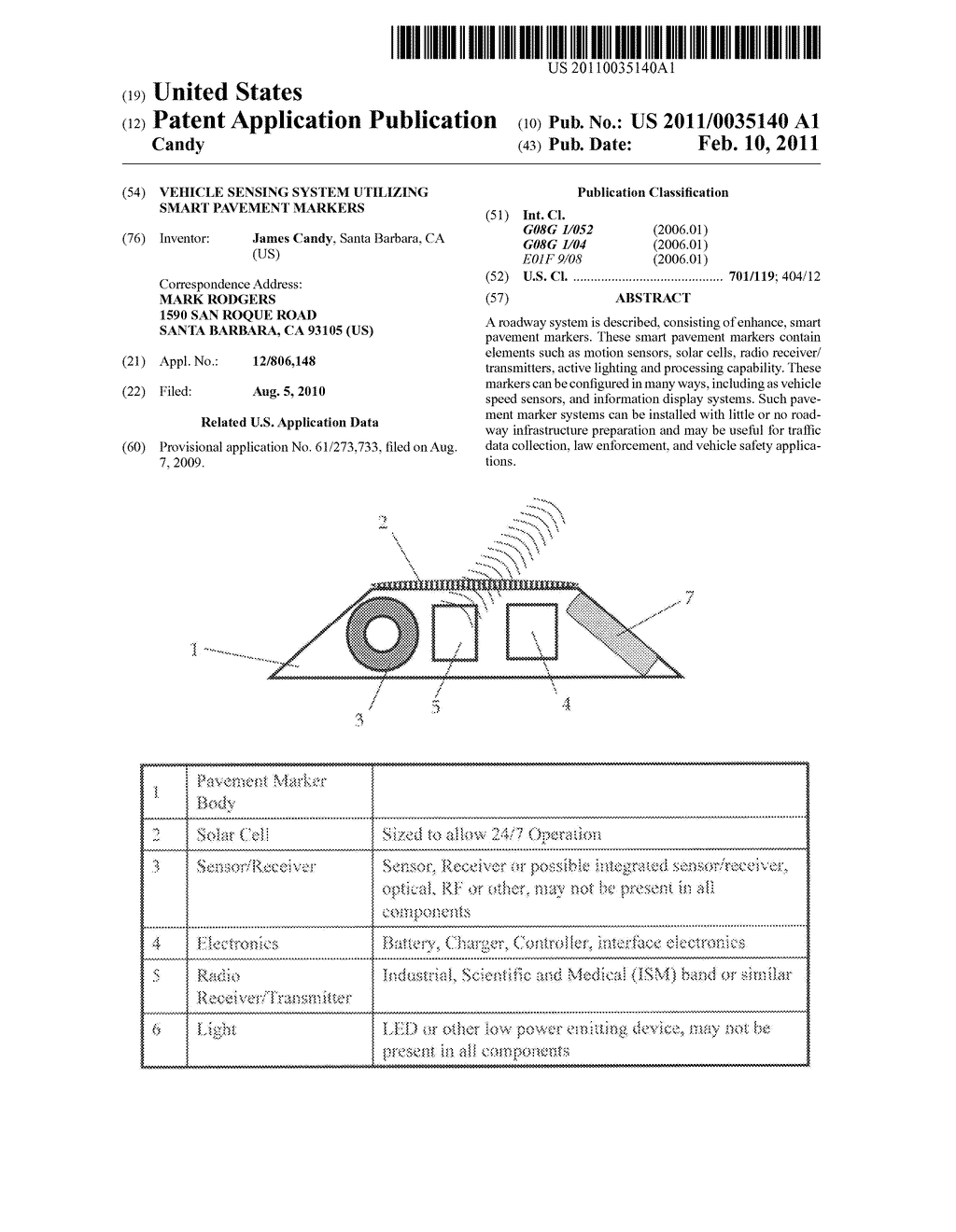 Vehicle sensing system utilizing smart pavement markers - diagram, schematic, and image 01