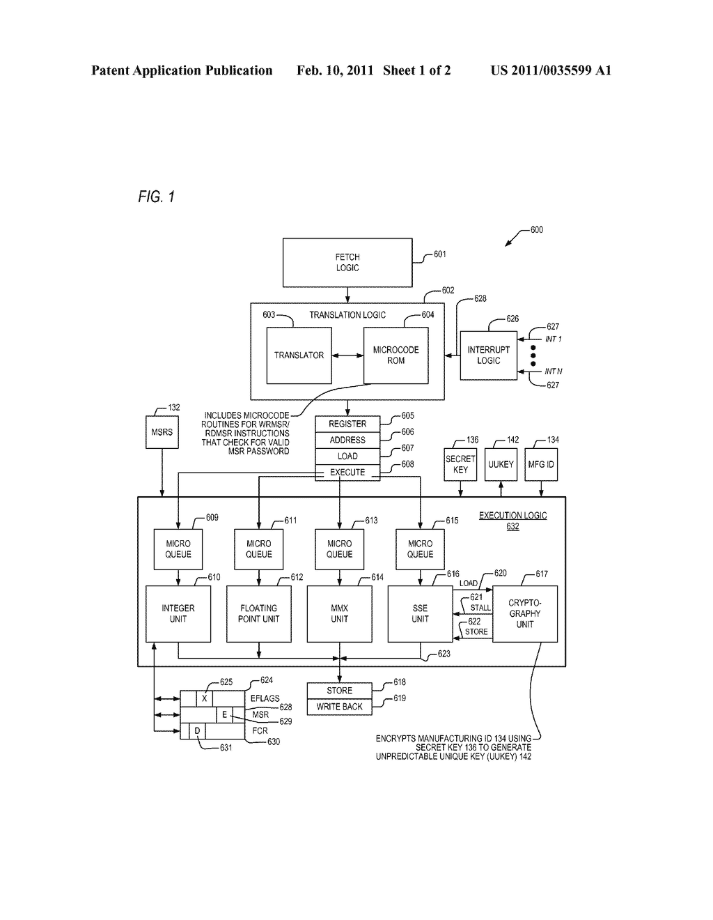 APPARATUS AND METHOD FOR GENERATING UNPREDICTABLE PROCESSOR-UNIQUE SERIAL NUMBER FOR USE AS AN ENCRYPTION KEY - diagram, schematic, and image 02