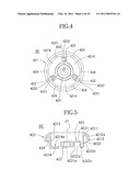 CHUCKING DEVICE, BRUSHLESS MOTOR, DISK DRIVE APPARATUS AND METHOD FOR MANUFACTURING THE CHUCKING DEVICE diagram and image