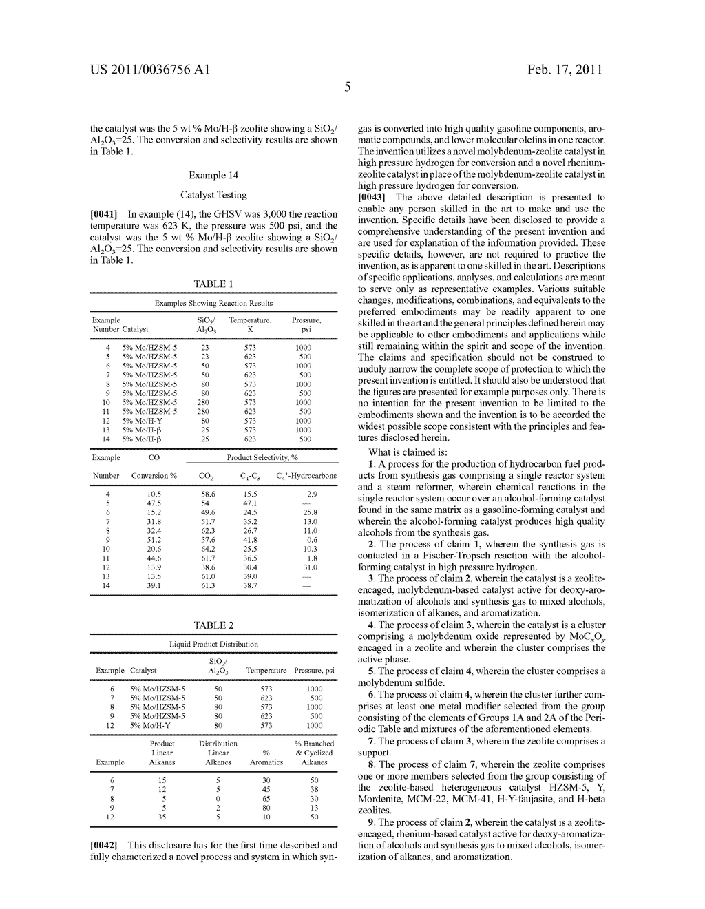 Novel catalysts and process for liquid hydrocarbon fuel production - diagram, schematic, and image 07