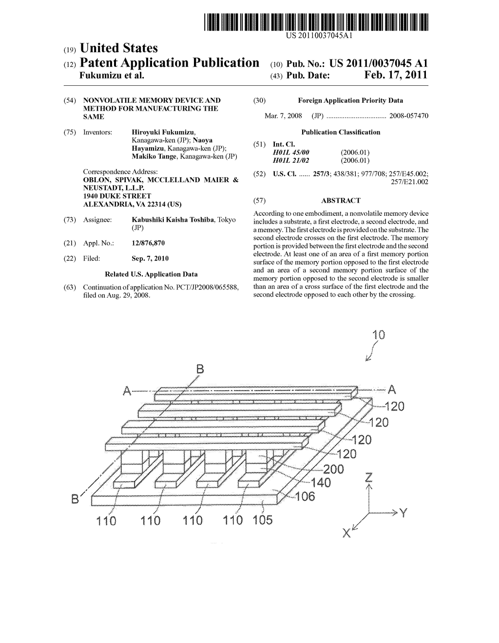 NONVOLATILE MEMORY DEVICE AND METHOD FOR MANUFACTURING THE SAME - diagram, schematic, and image 01