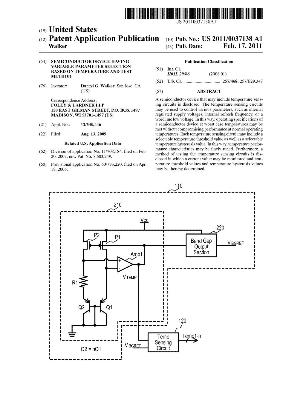 Semiconductor Device having variable parameter selection based on temperature and test method - diagram, schematic, and image 01