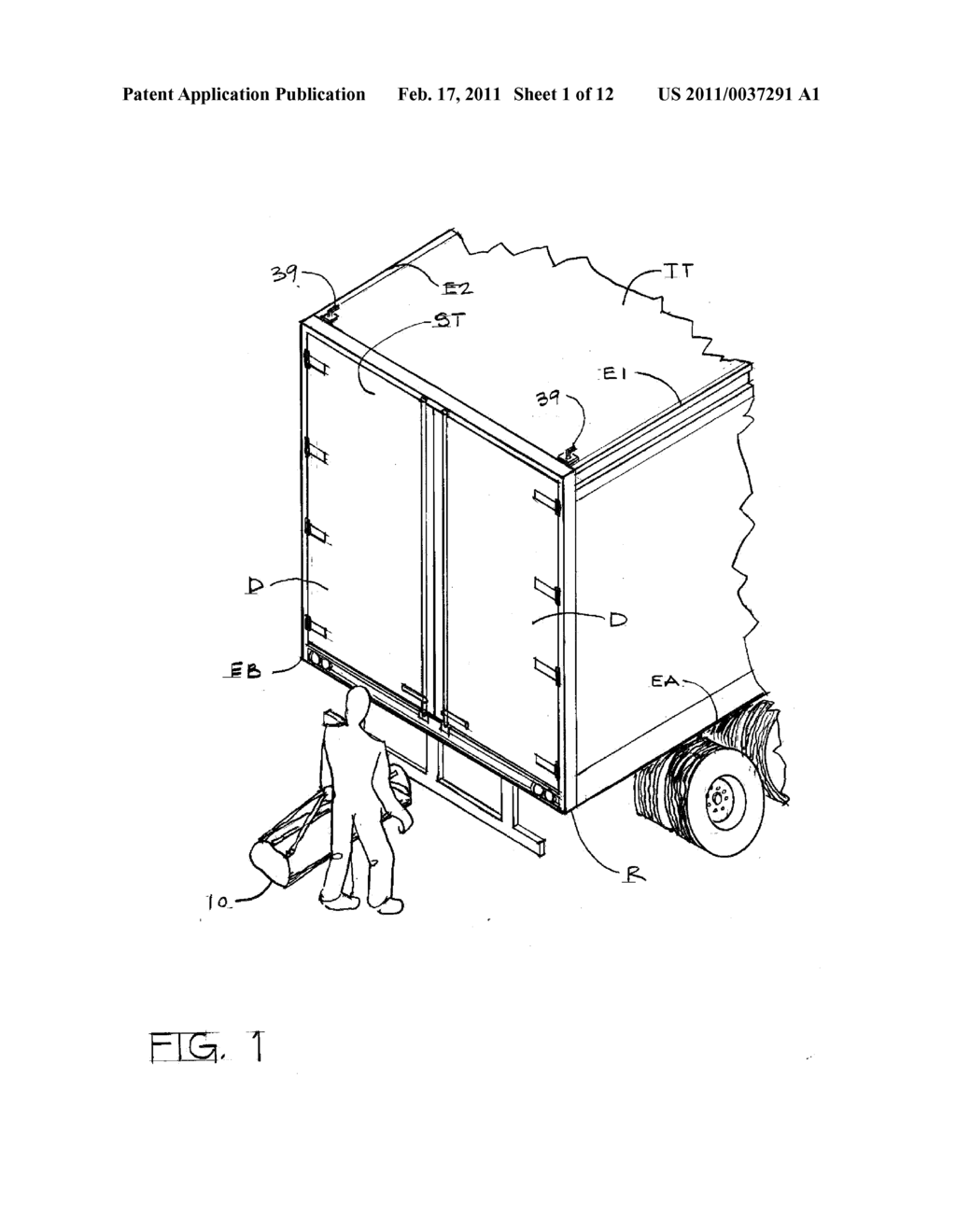 DEVICE FOR IMPROVING A TRACTOR-TRAILER COMBINATION TRUCK AERODYNAMICS AT THE REAR OF THE TRAILER - diagram, schematic, and image 02