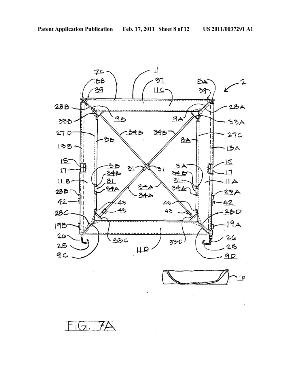 DEVICE FOR IMPROVING A TRACTOR-TRAILER COMBINATION TRUCK AERODYNAMICS AT THE REAR OF THE TRAILER - diagram, schematic, and image 09