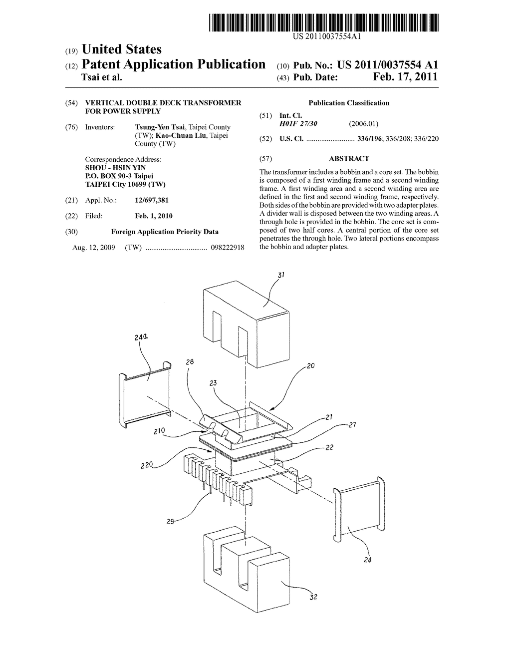 Vertical Double Deck Transformer for Power Supply - diagram, schematic, and image 01