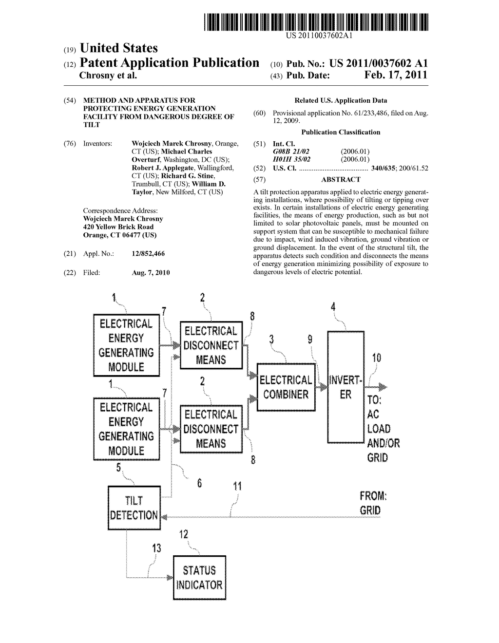 Method and apparatus for protecting energy generation facility from dangerous degree of tilt - diagram, schematic, and image 01