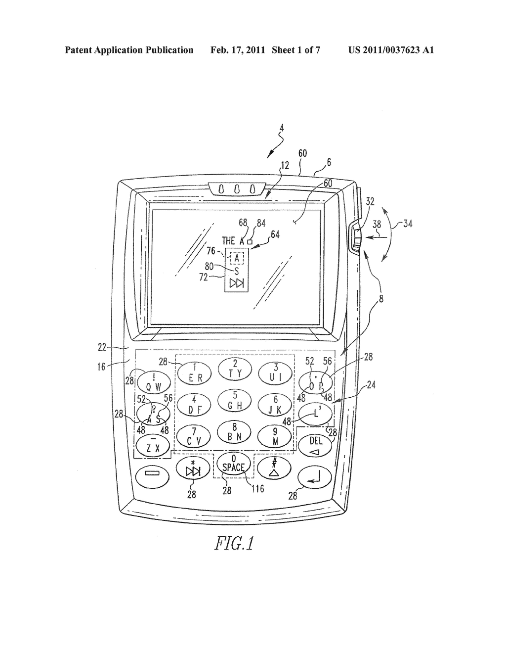 HANDHELD ELECTRONIC DEVICE AND METHOD FOR DUAL-MODE DISAMBIGUATION OF TEXT INPUT - diagram, schematic, and image 02
