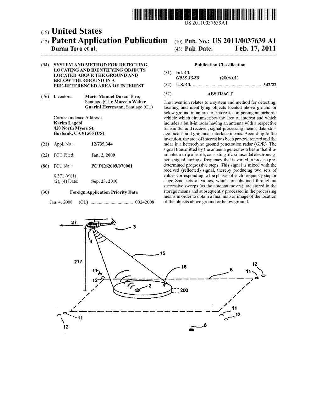 SYSTEM AND METHOD FOR DETECTING, LOCATING AND IDENTIFYING OBJECTS LOCATED ABOVE THE GROUND AND BELOW THE GROUND IN A PRE-REFERENCED AREA OF INTEREST - diagram, schematic, and image 01