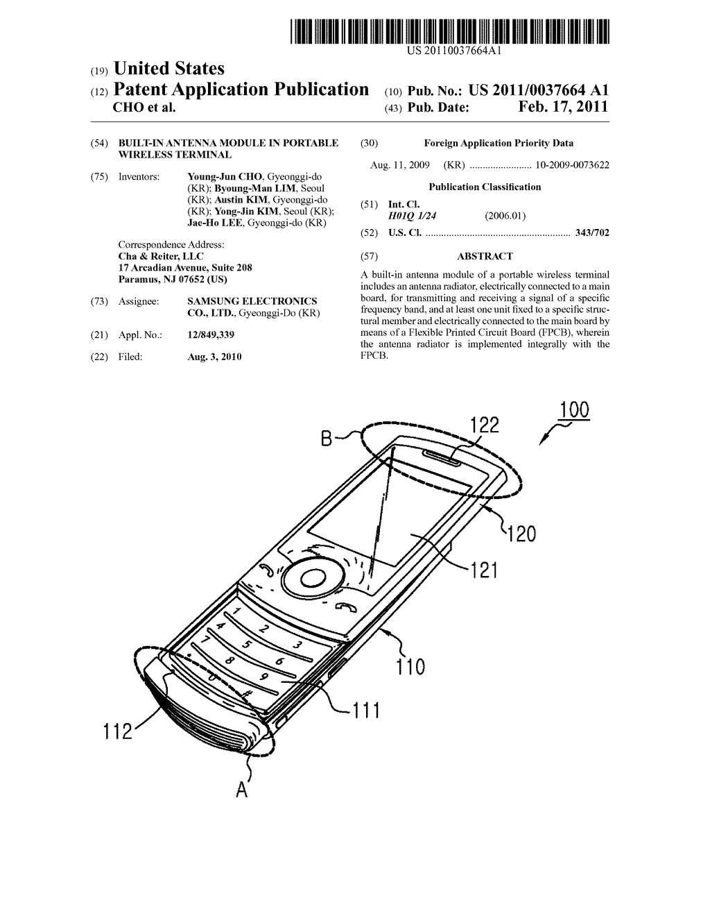 BUILT-IN ANTENNA MODULE IN PORTABLE WIRELESS TERMINAL - diagram, schematic, and image 01