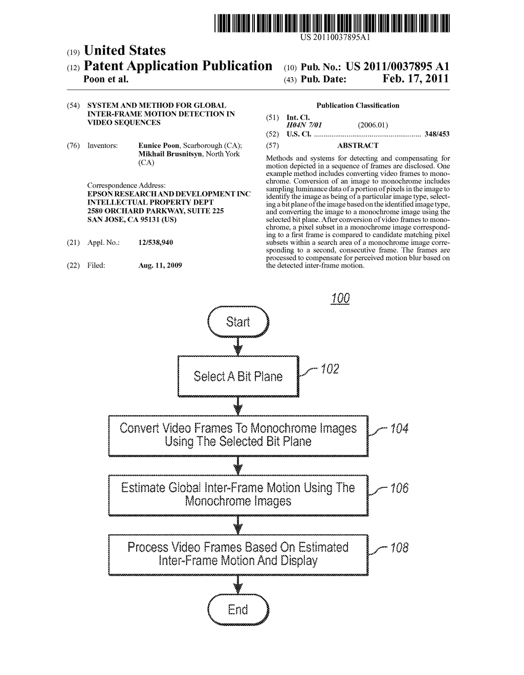 System And Method For Global Inter-Frame Motion Detection In Video Sequences - diagram, schematic, and image 01