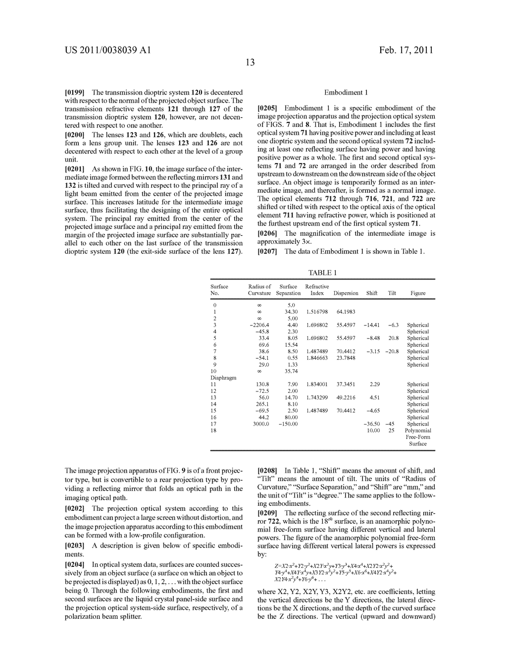 PROJECTION OPTICAL SYSTEM, MAGNIFICATION PROJECTION OPTICAL SYSTEM, MAGNIFICATION PROJECTION APPARATUS, AND IMAGE PROJECTION APPARATUS - diagram, schematic, and image 27