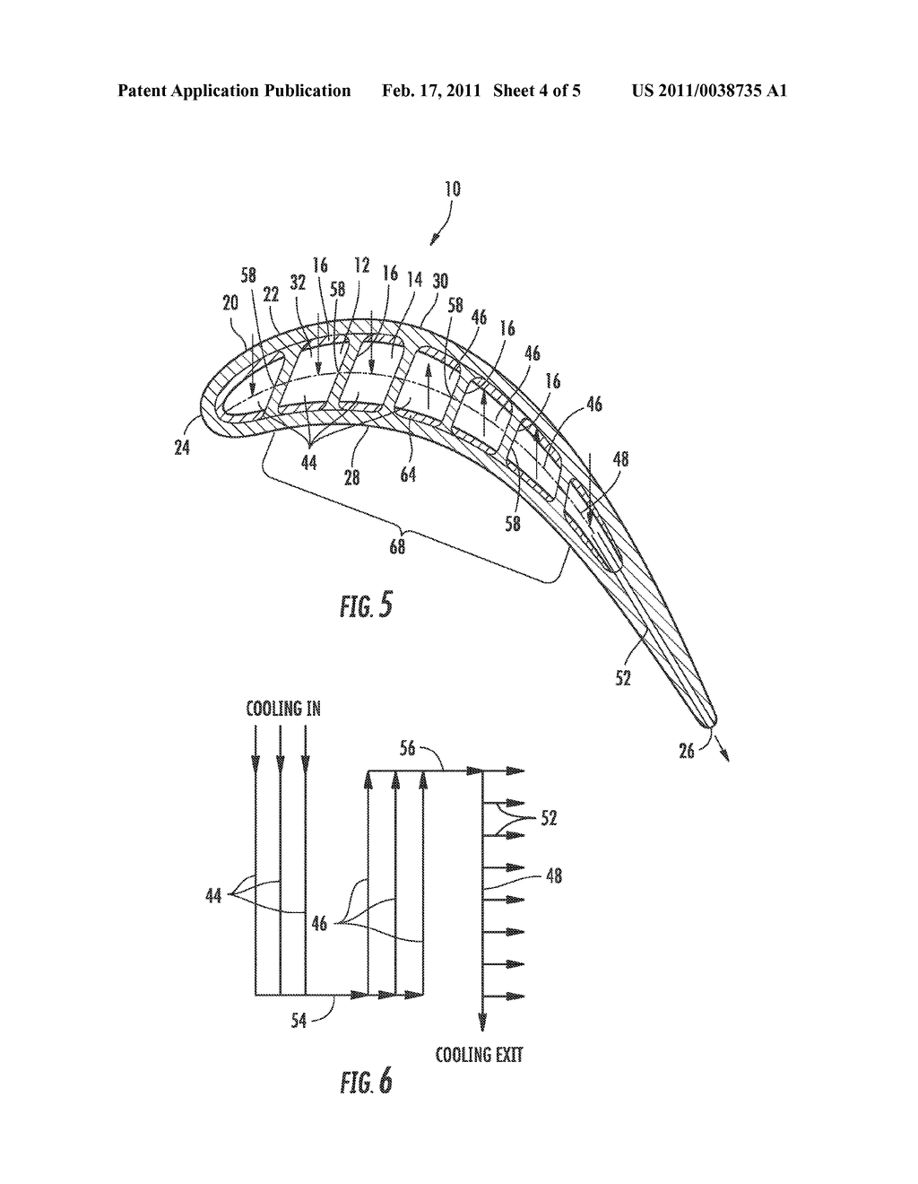 Turbine Vane for a Gas Turbine Engine Having Serpentine Cooling Channels with Internal Flow Blockers - diagram, schematic, and image 05