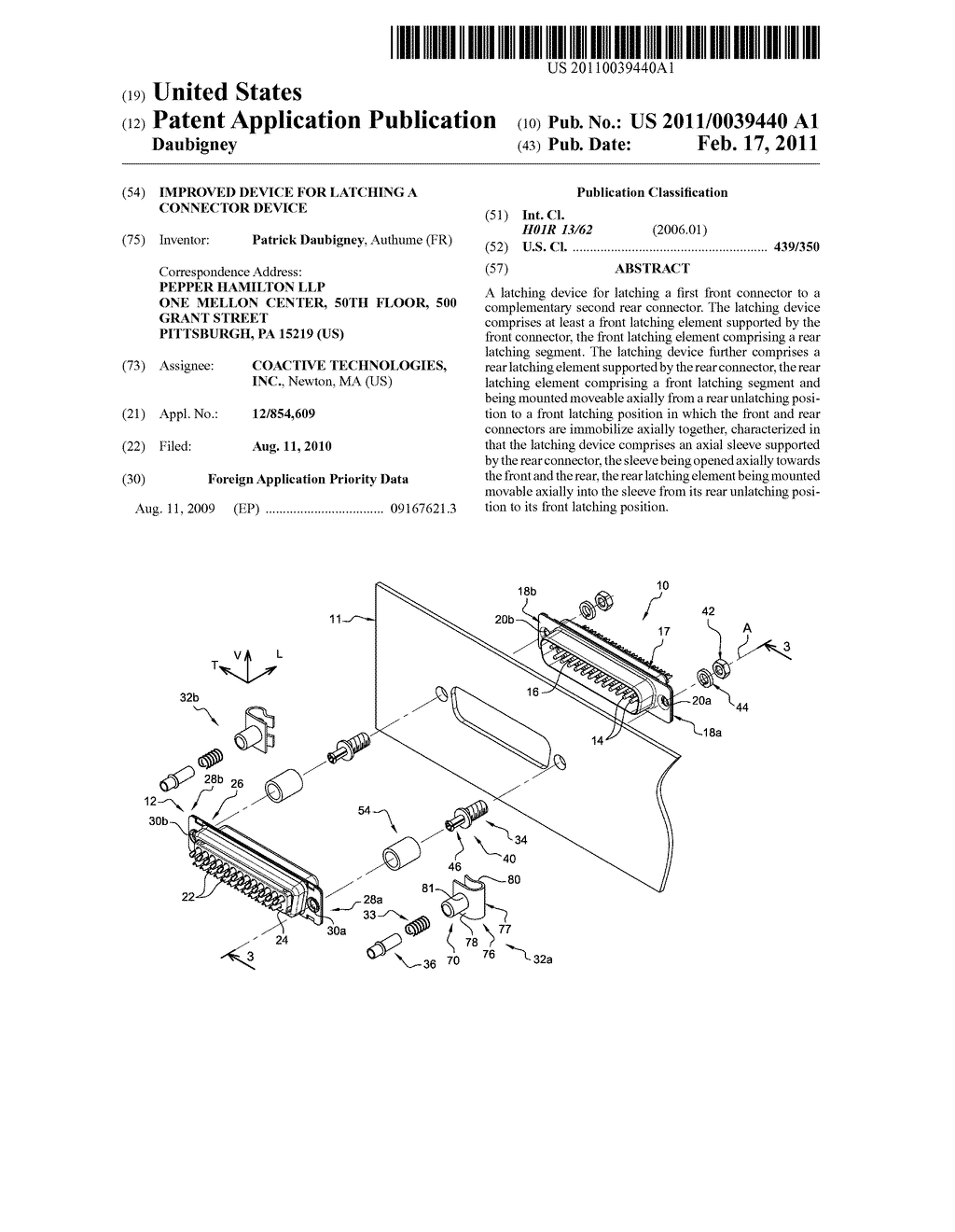 IMPROVED DEVICE FOR LATCHING A CONNECTOR DEVICE - diagram, schematic, and image 01